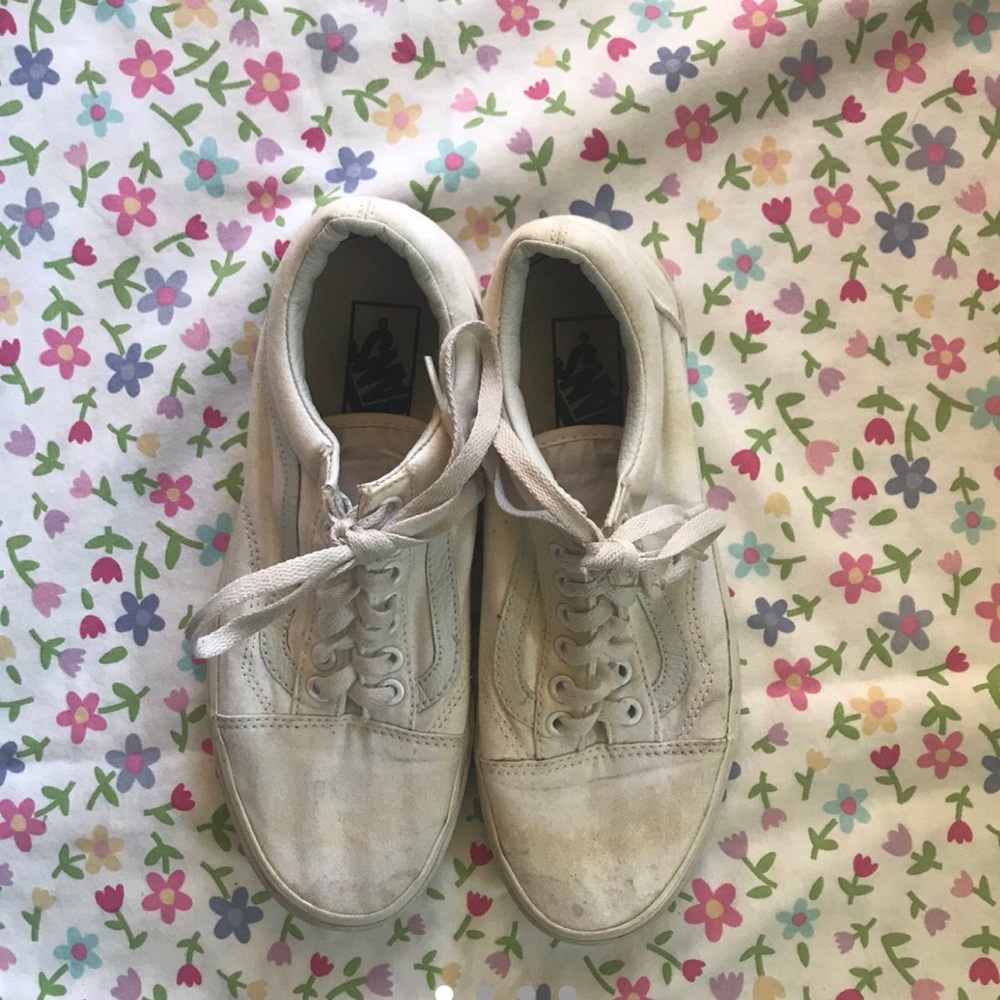 Vans canvas white old skool vans with laces